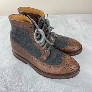 Brunello Cucinelli Men Sz 8 US/7 UK/41 EU Leather Wool Vibram Outsole Authentic